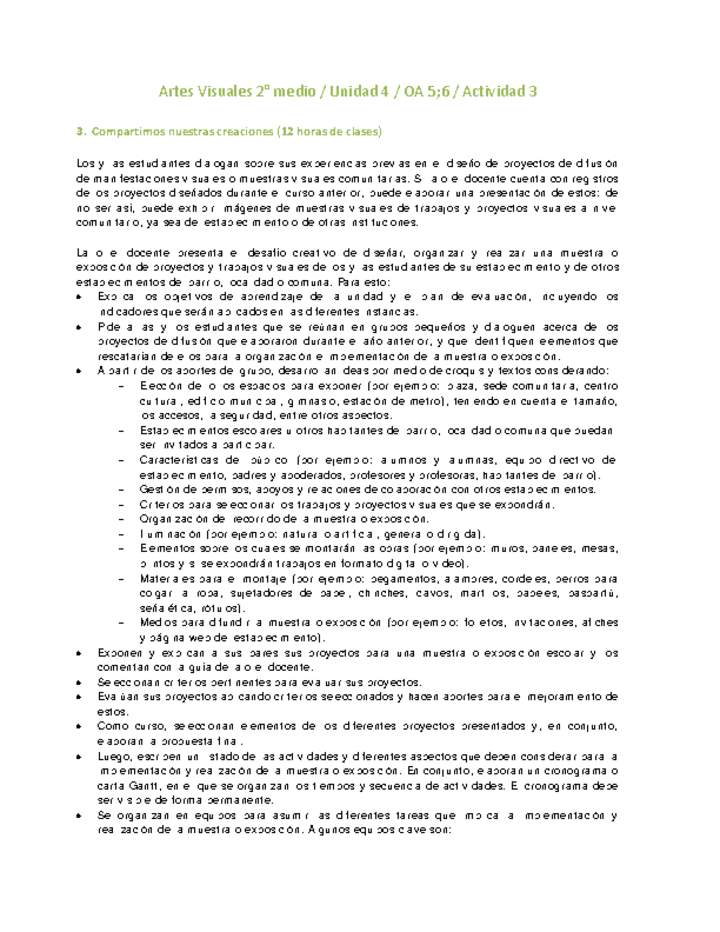 Artes Visuales 2 medio-Unidad 4-OA5;6-Actividad 3 Artes Visuales 2 medio-Unidad 4-OA5;6-Actividad 3