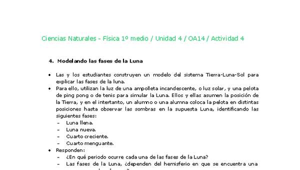 Ciencias Naturales 1 medio-Unidad 4-OA14-Actividad 4 Ciencias Naturales 1 medio-Unidad 4-OA14-Actividad 4