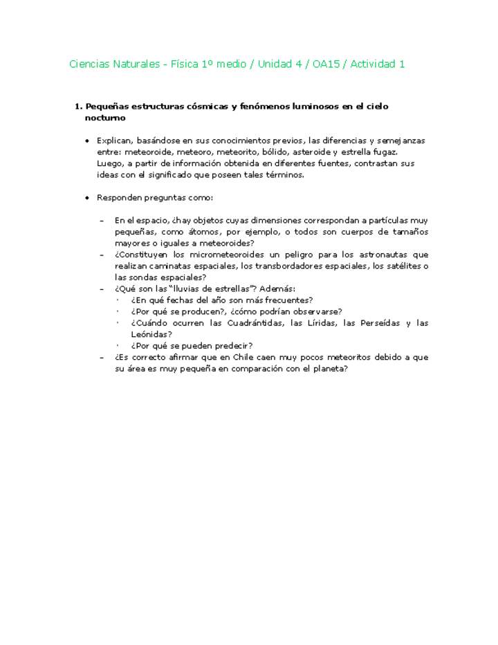 Ciencias Naturales 1 medio-Unidad 4-OA15-Actividad 1 Ciencias Naturales 1 medio-Unidad 4-OA15-Actividad 1