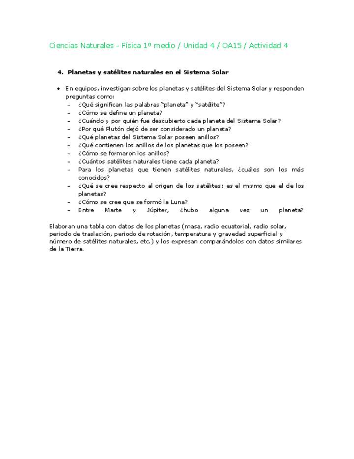 Ciencias Naturales 1 medio-Unidad 4-OA15-Actividad 4 Ciencias Naturales 1 medio-Unidad 4-OA15-Actividad 4