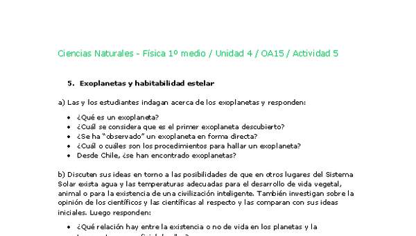 Ciencias Naturales 1 medio-Unidad 4-OA15-Actividad 5 Ciencias Naturales 1 medio-Unidad 4-OA15-Actividad 5