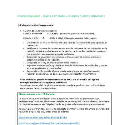 Ciencias Naturales 1 medio-Unidad 4-OA20-Actividad 1 Ciencias Naturales 1 medio-Unidad 4-OA20-Actividad 1