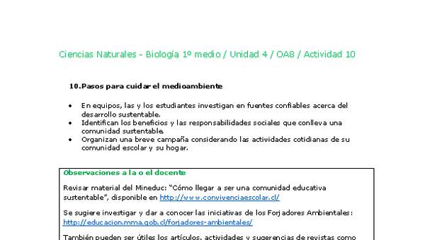 Ciencias Naturales 1 medio-Unidad 4-OA8-Actividad 10 Ciencias Naturales 1 medio-Unidad 4-OA8-Actividad 10