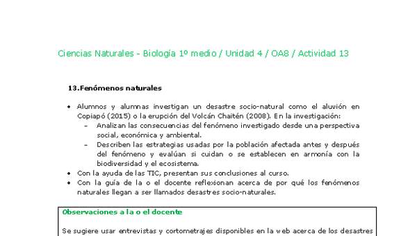 Ciencias Naturales 1 medio-Unidad 4-OA8-Actividad 13 Ciencias Naturales 1 medio-Unidad 4-OA8-Actividad 13