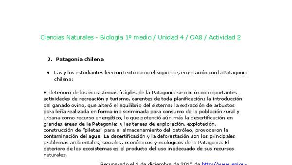 Ciencias Naturales 1 medio-Unidad 4-OA8-Actividad 2 Ciencias Naturales 1 medio-Unidad 4-OA8-Actividad 2