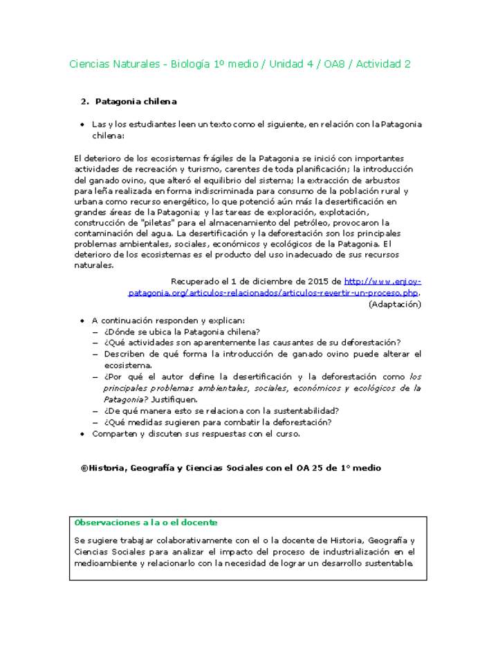 Ciencias Naturales 1 medio-Unidad 4-OA8-Actividad 2