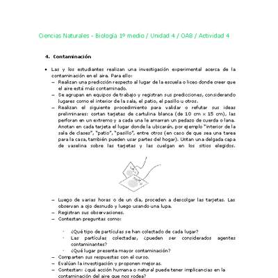 Ciencias Naturales 1 medio-Unidad 4-OA8-Actividad 4 Ciencias Naturales 1 medio-Unidad 4-OA8-Actividad 4
