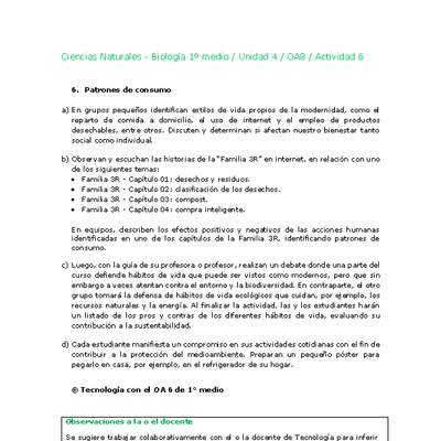 Ciencias Naturales 1 medio-Unidad 4-OA8-Actividad 6 Ciencias Naturales 1 medio-Unidad 4-OA8-Actividad 6