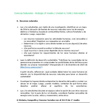 Ciencias Naturales 1 medio-Unidad 4-OA8-Actividad 8 Ciencias Naturales 1 medio-Unidad 4-OA8-Actividad 8