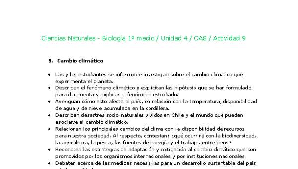 Ciencias Naturales 1 medio-Unidad 4-OA8-Actividad 9 Ciencias Naturales 1 medio-Unidad 4-OA8-Actividad 9