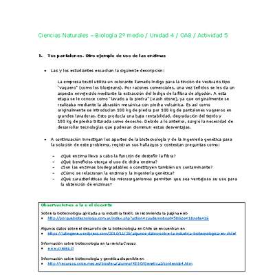Ciencias Naturales 2 medio-Unidad 4-OA8-Actividad 5 Ciencias Naturales 2 medio-Unidad 4-OA8-Actividad 5