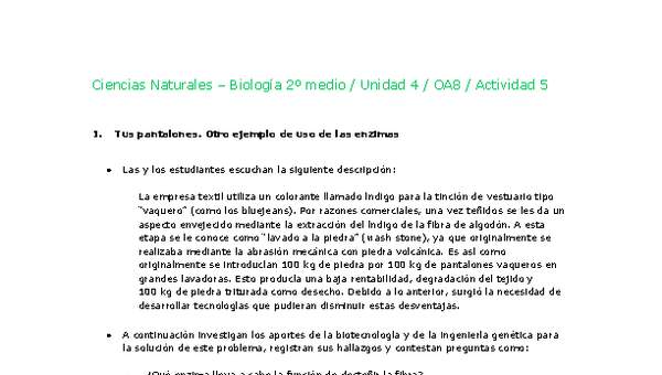 Ciencias Naturales 2 medio-Unidad 4-OA8-Actividad 5 Ciencias Naturales 2 medio-Unidad 4-OA8-Actividad 5