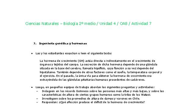 Ciencias Naturales 2 medio-Unidad 4-OA8-Actividad 7 Ciencias Naturales 2 medio-Unidad 4-OA8-Actividad 7