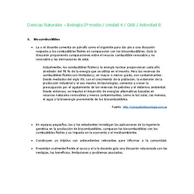 Ciencias Naturales 2 medio-Unidad 4-OA8-Actividad 8 Ciencias Naturales 2 medio-Unidad 4-OA8-Actividad 8