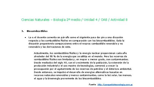 Ciencias Naturales 2 medio-Unidad 4-OA8-Actividad 8 Ciencias Naturales 2 medio-Unidad 4-OA8-Actividad 8