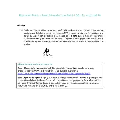 Educación Física 1 medio-Unidad 4-OA1;2-Actividad 10 Educación Física 1 medio-Unidad 4-OA1;2-Actividad 10