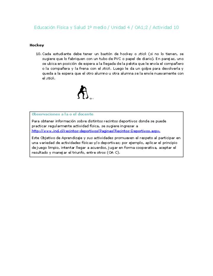 Educación Física 1 medio-Unidad 4-OA1;2-Actividad 10 Educación Física 1 medio-Unidad 4-OA1;2-Actividad 10