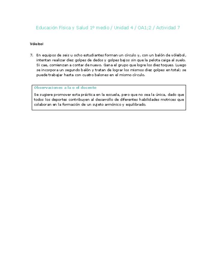 Educación Física 1 medio-Unidad 4-OA1;2-Actividad 7 Educación Física 1 medio-Unidad 4-OA1;2-Actividad 7