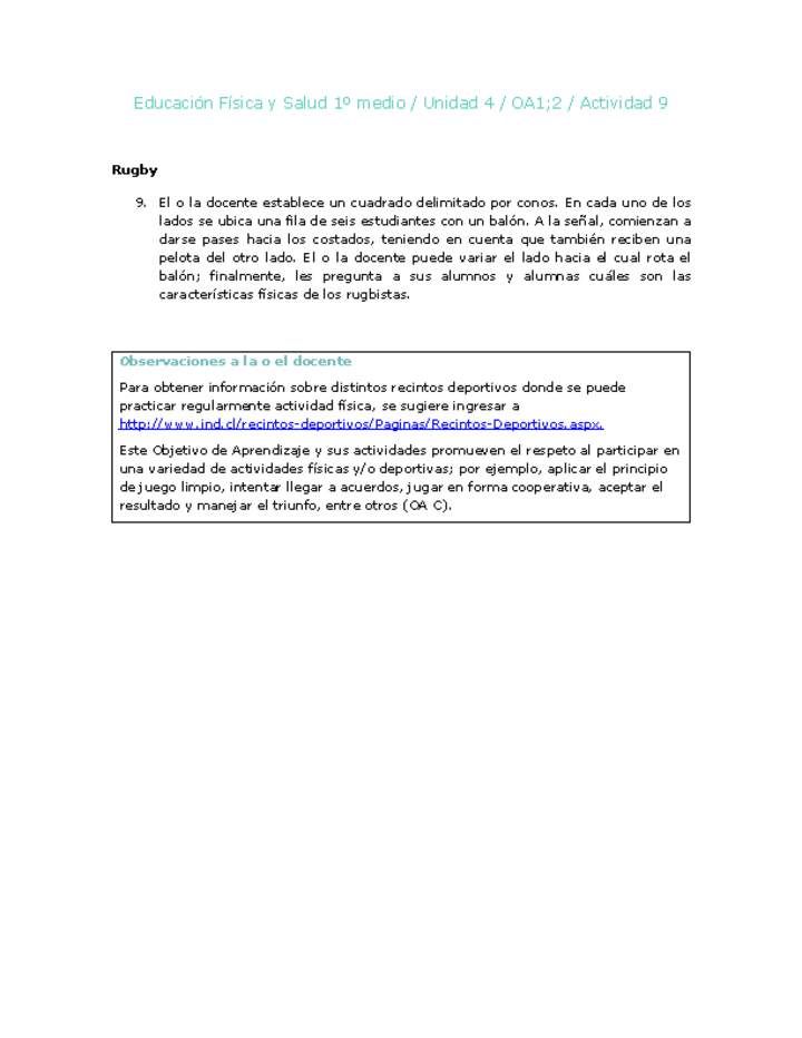 Educación Física 1 medio-Unidad 4-OA1;2-Actividad 9 Educación Física 1 medio-Unidad 4-OA1;2-Actividad 9