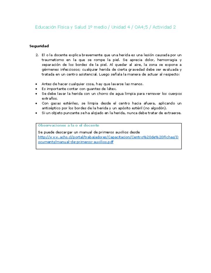 Educación Física 1 medio-Unidad 4-OA4;5-Actividad 2 Educación Física 1 medio-Unidad 4-OA4;5-Actividad 2