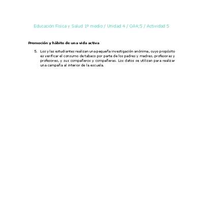 Educación Física 1 medio-Unidad 4-OA4;5-Actividad 5 Educación Física 1 medio-Unidad 4-OA4;5-Actividad 5