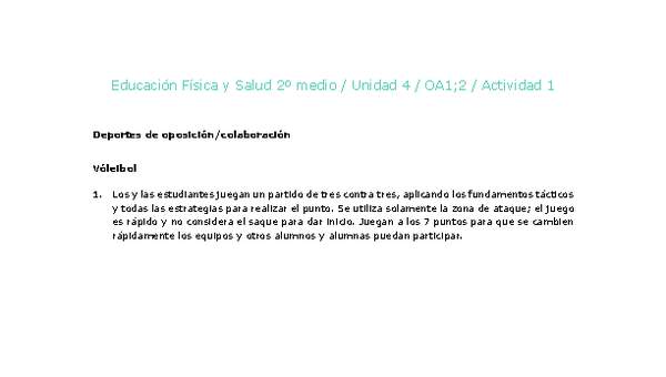 Educación Física 2 medio-Unidad 4-OA1;2-Actividad 1 Educación Física 2 medio-Unidad 4-OA1;2-Actividad 1