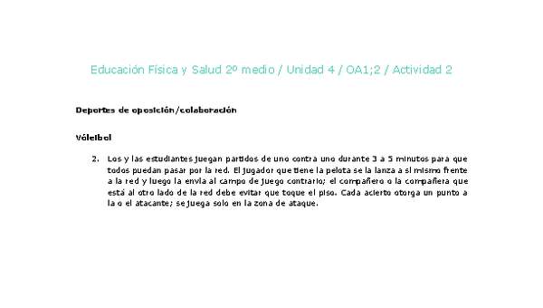 Educación Física 2 medio-Unidad 4-OA1;2-Actividad 2 Educación Física 2 medio-Unidad 4-OA1;2-Actividad 2