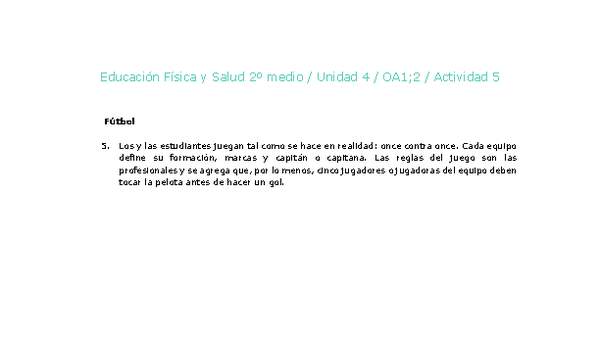Educación Física 2 medio-Unidad 4-OA1;2-Actividad 5 Educación Física 2 medio-Unidad 4-OA1;2-Actividad 5