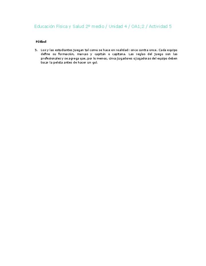 Educación Física 2 medio-Unidad 4-OA1;2-Actividad 5 Educación Física 2 medio-Unidad 4-OA1;2-Actividad 5