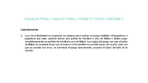 Educación Física 2 medio-Unidad 4-OA4;5-Actividad 1 Educación Física 2 medio-Unidad 4-OA4;5-Actividad 1