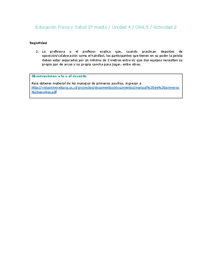 Educación Física 2 medio-Unidad 4-OA4;5-Actividad 2 Educación Física 2 medio-Unidad 4-OA4;5-Actividad 2
