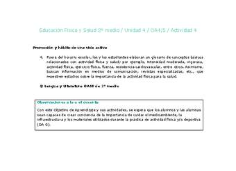 Educación Física 2 medio-Unidad 4-OA4;5-Actividad 4 Educación Física 2 medio-Unidad 4-OA4;5-Actividad 4