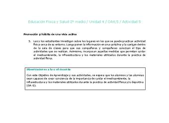 Educación Física 2 medio-Unidad 4-OA4;5-Actividad 5 Educación Física 2 medio-Unidad 4-OA4;5-Actividad 5