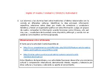 Inglés 1 medio-Unidad 4-OA10;5-Actividad 2 Inglés 1 medio-Unidad 4-OA10;5-Actividad 2
