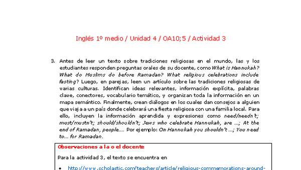 Inglés 1 medio-Unidad 4-OA10;5-Actividad 3 Inglés 1 medio-Unidad 4-OA10;5-Actividad 3
