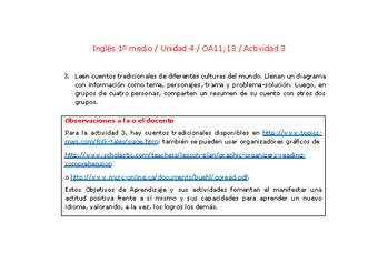 Inglés 1 medio-Unidad 4-OA11;13-Actividad 3 Inglés 1 medio-Unidad 4-OA11;13-Actividad 3