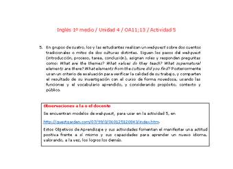Inglés 1 medio-Unidad 4-OA11;13-Actividad 5 Inglés 1 medio-Unidad 4-OA11;13-Actividad 5