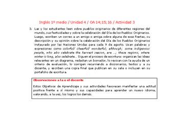 Inglés 1 medio-Unidad 4-OA14;15;16-Actividad 3 Inglés 1 medio-Unidad 4-OA14;15;16-Actividad 3