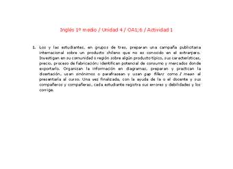 Inglés 1 medio-Unidad 4-OA1;6-Actividad 1 Inglés 1 medio-Unidad 4-OA1;6-Actividad 1