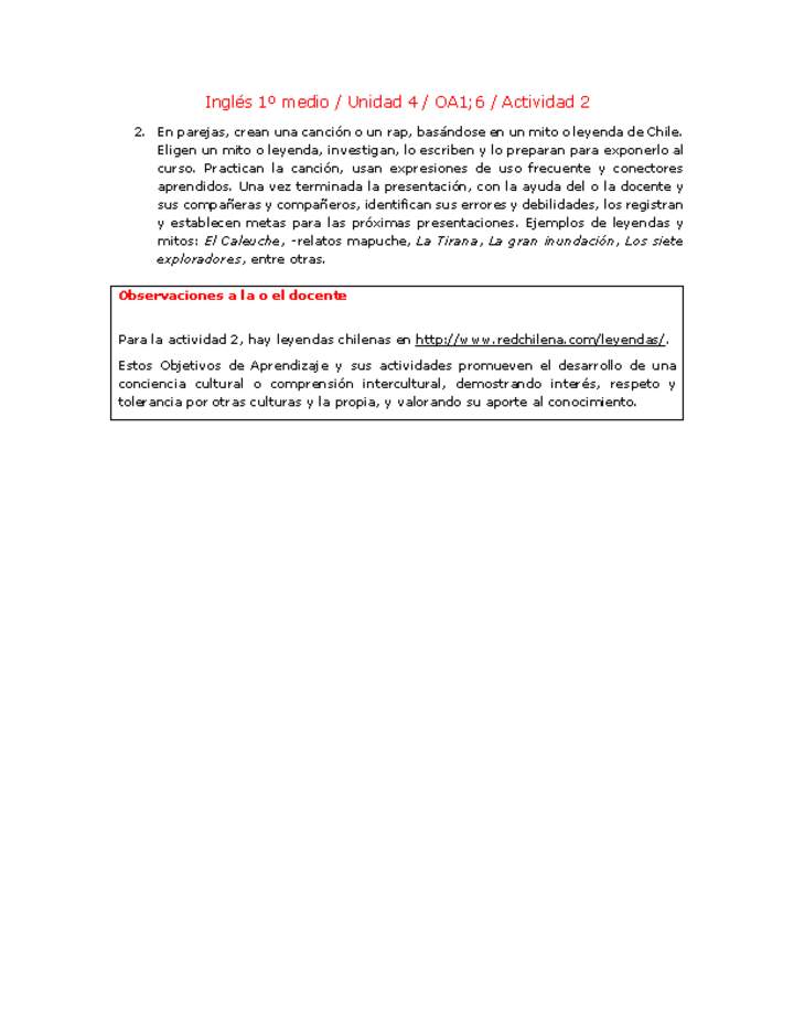 Inglés 1 medio-Unidad 4-OA1;6-Actividad 2 Inglés 1 medio-Unidad 4-OA1;6-Actividad 2