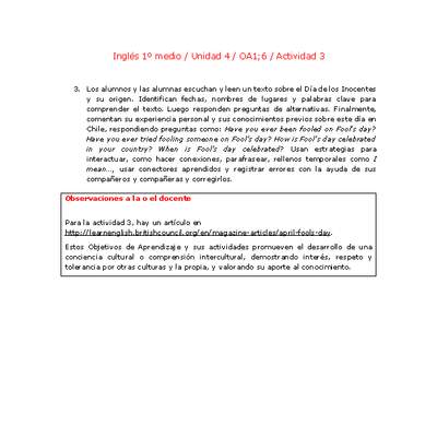 Inglés 1 medio-Unidad 4-OA1;6-Actividad 3 Inglés 1 medio-Unidad 4-OA1;6-Actividad 3