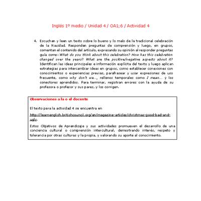 Inglés 1 medio-Unidad 4-OA1;6-Actividad 4 Inglés 1 medio-Unidad 4-OA1;6-Actividad 4