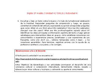 Inglés 1 medio-Unidad 4-OA1;6-Actividad 4 Inglés 1 medio-Unidad 4-OA1;6-Actividad 4