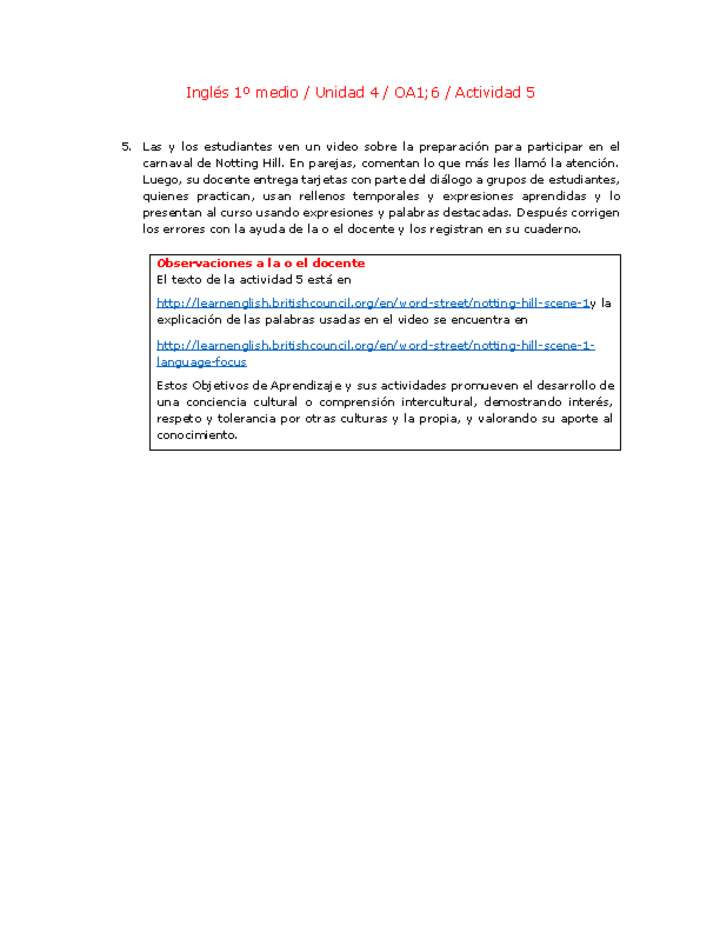 Inglés 1 medio-Unidad 4-OA1;6-Actividad 5 Inglés 1 medio-Unidad 4-OA1;6-Actividad 5