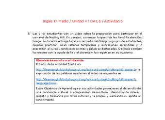 Inglés 1 medio-Unidad 4-OA1;6-Actividad 5 Inglés 1 medio-Unidad 4-OA1;6-Actividad 5