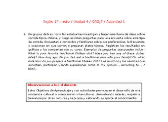 Inglés 1 medio-Unidad 4-OA2;7-Actividad 1 Inglés 1 medio-Unidad 4-OA2;7-Actividad 1