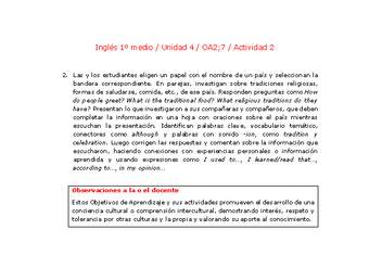 Inglés 1 medio-Unidad 4-OA2;7-Actividad 2 Inglés 1 medio-Unidad 4-OA2;7-Actividad 2