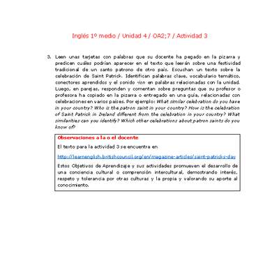 Inglés 1 medio-Unidad 4-OA2;7-Actividad 3 Inglés 1 medio-Unidad 4-OA2;7-Actividad 3