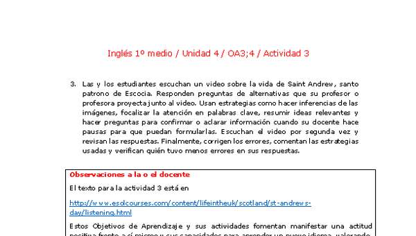 Inglés 1 medio-Unidad 4-OA3;4-Actividad 3 Inglés 1 medio-Unidad 4-OA3;4-Actividad 3