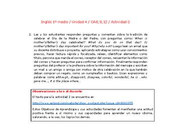 Inglés 1 medio-Unidad 4-OA8;9;12-Actividad 2 Inglés 1 medio-Unidad 4-OA8;9;12-Actividad 2